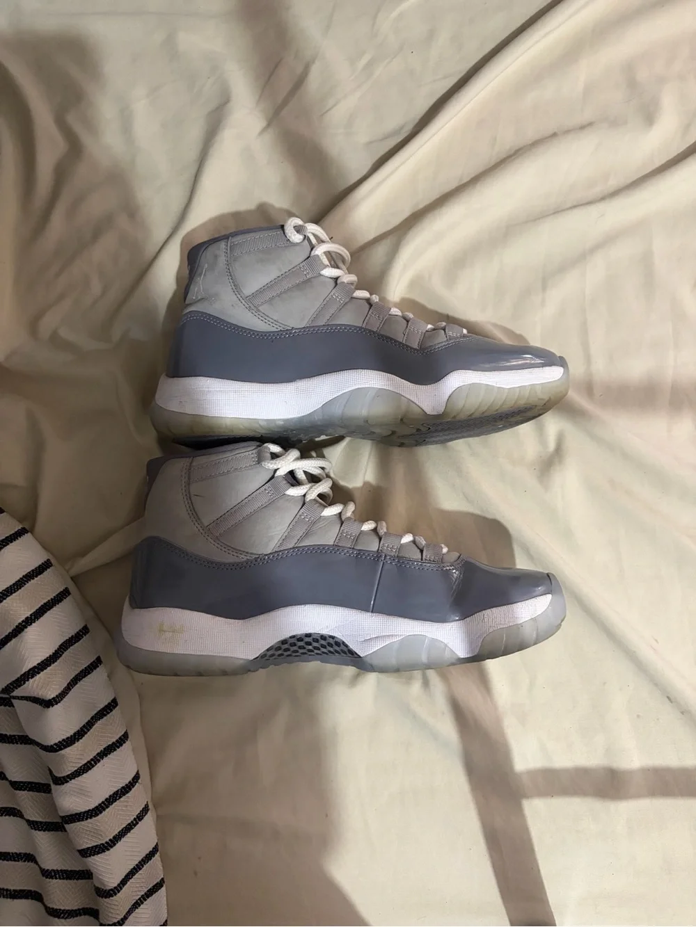 Jordan High-Top Sneakers — Gray & White